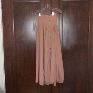 High waisted pink long skirt